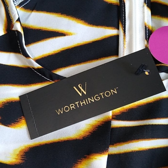 Worthington Animal Print Stripe Peplum Top XS - Picture 8 of 11